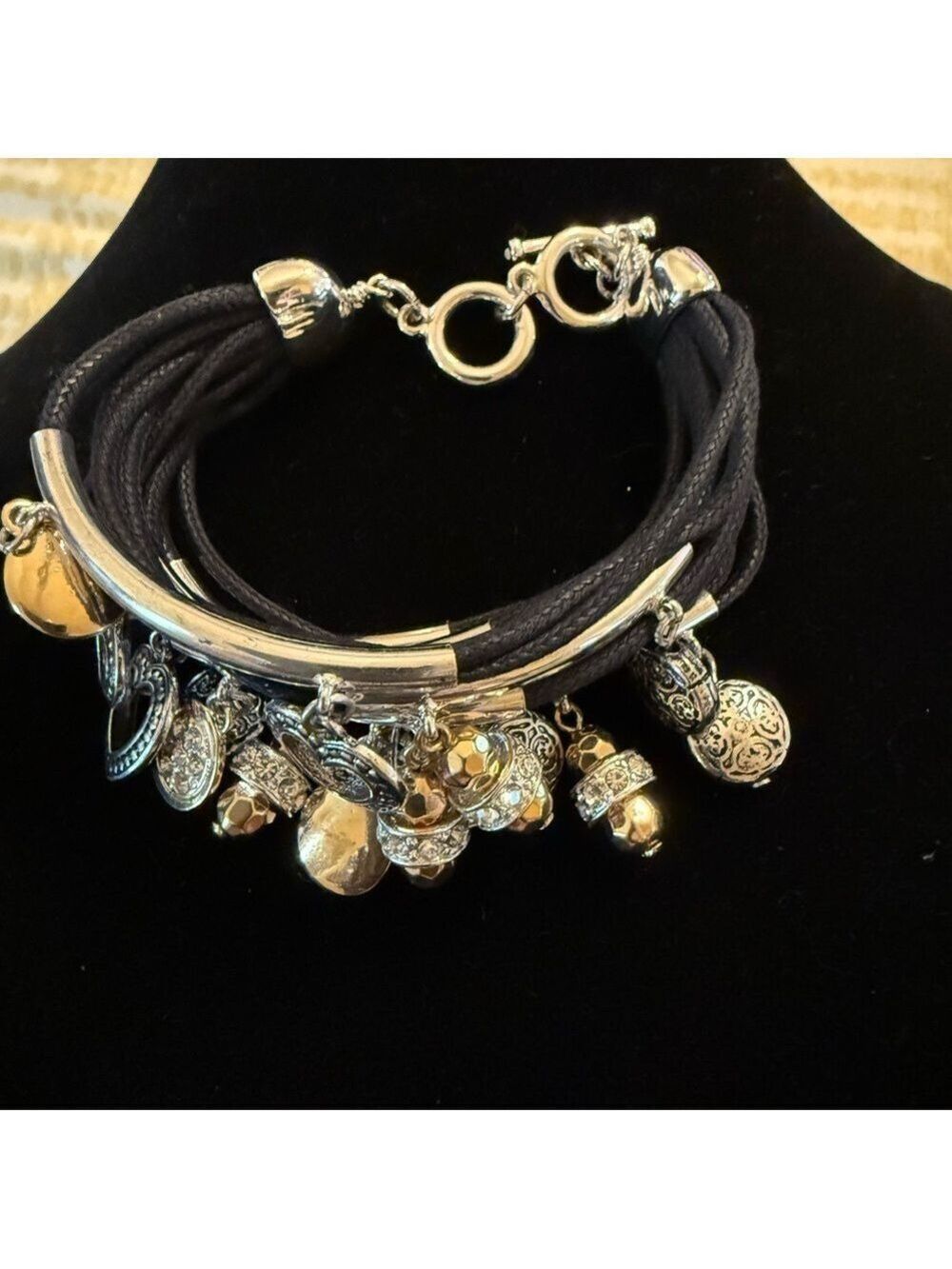 Chic Black and Silver Charm Bracelet NWOT